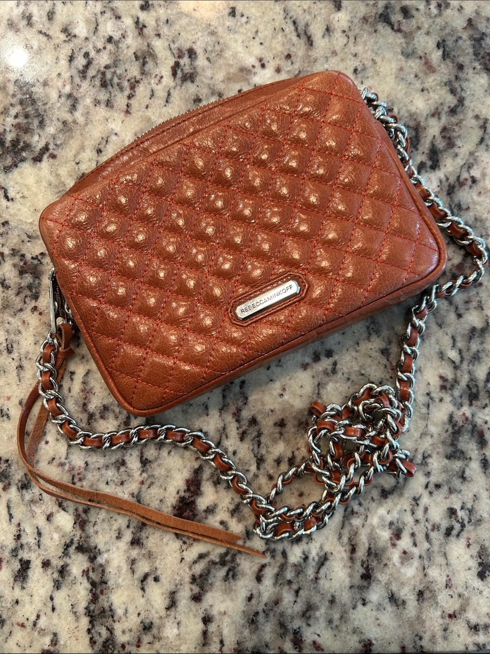 Rebecca Minkoff Quilted Crossbody Bag in Cognac